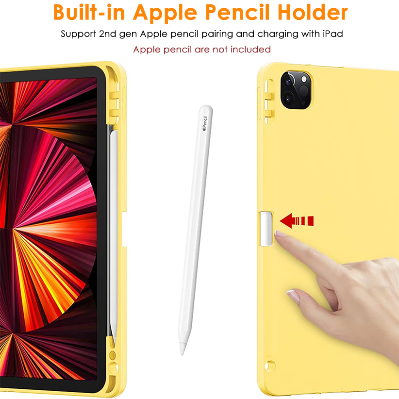iPad 12.9 Pro Case 2022/2021/2020/2018-Best Buy iPad Case with Soft TPU Back Shell/ Pencil Holder